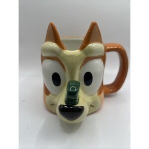 Official Bluey NEW Orange Bingo Dog Mug With Leaf Bug—Kids Glass Cup With Handle
